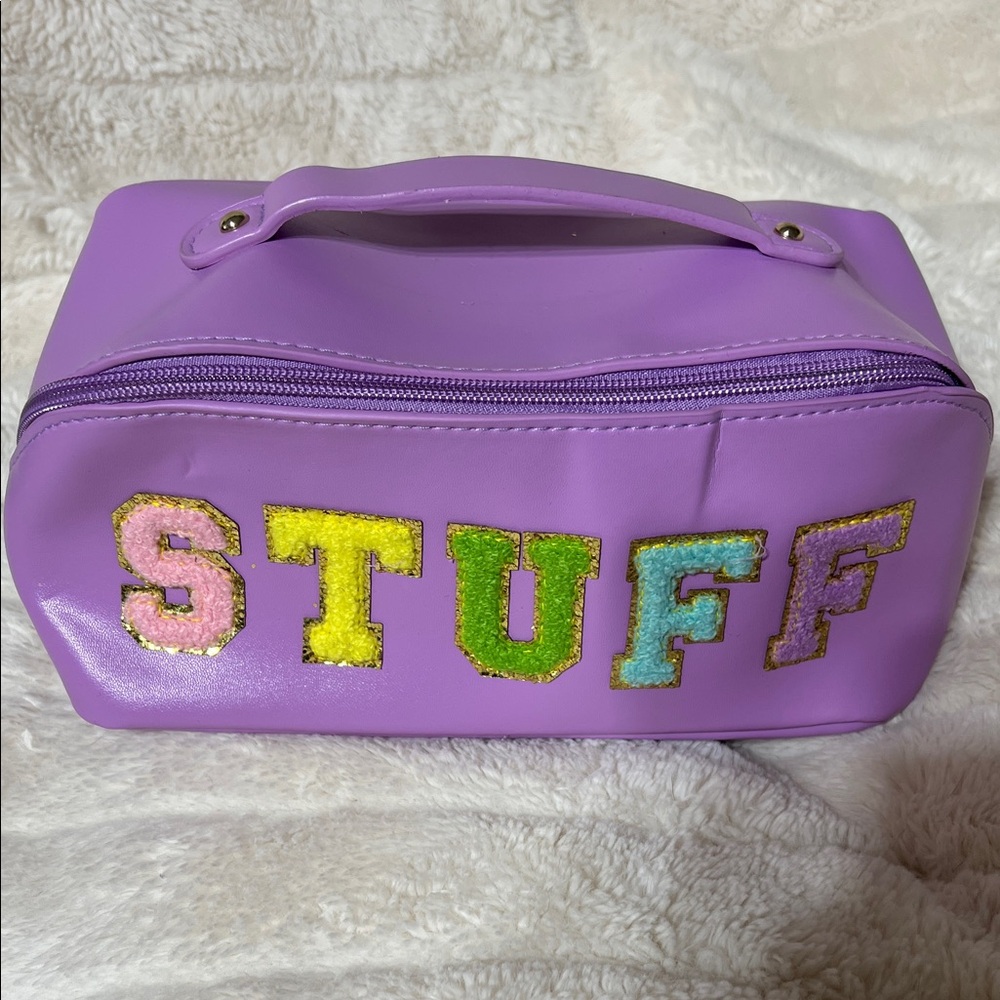 Purple Women's Bag with Colorful 'STUFF' Design